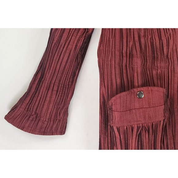 UBU Jacket Womens Small Burgundy Crinkled Retro Lightweight Full Zip Snap on - Picture 11 of 13